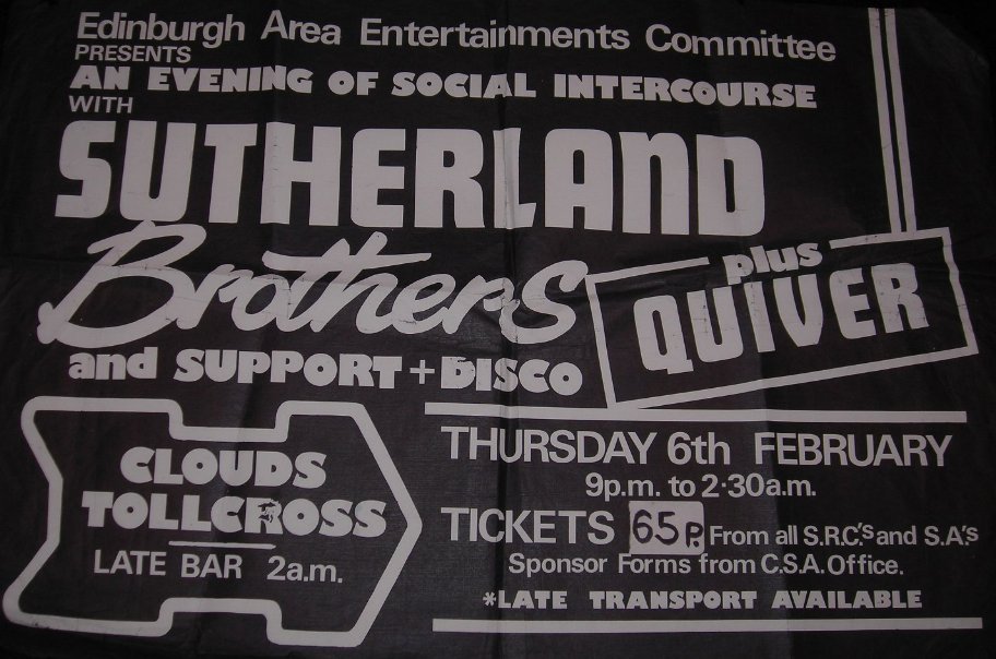 Poster for 6 Feb 1975 at Clouds in Edinburgh